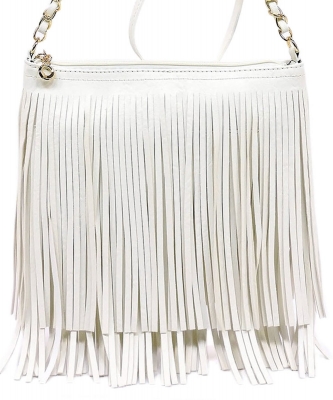 Western Fringe Cross Body Bag E031 WHITE